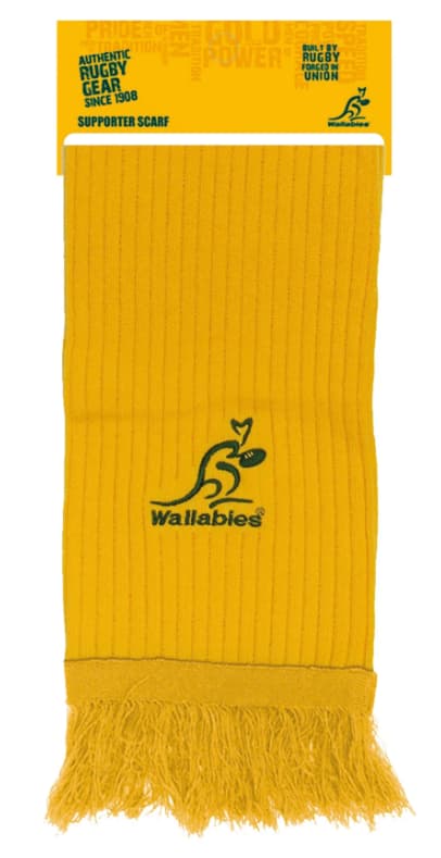 Australian Wallabies Adults Gold Embroidered Rib Scarf