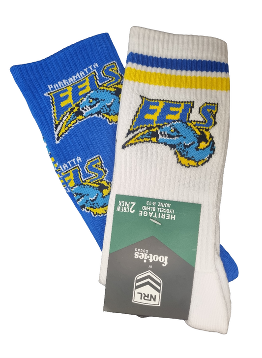 Parramatta Eels 2026 NRL Mens 8-13 Retro Sneaker Sock 2 Pack