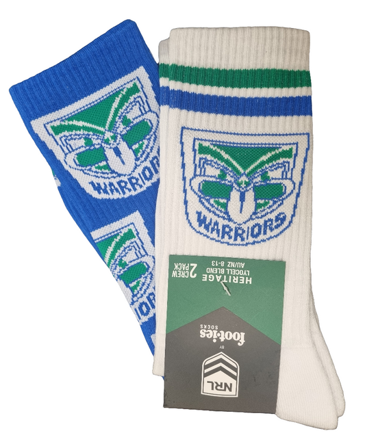 New Zealand Warriors 2026 NRL Mens 8-13 Retro Sneaker Sock 2 Pack