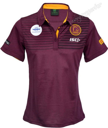 Brisbane Broncos NRL Ladies Maroon Performance Polo Shirt