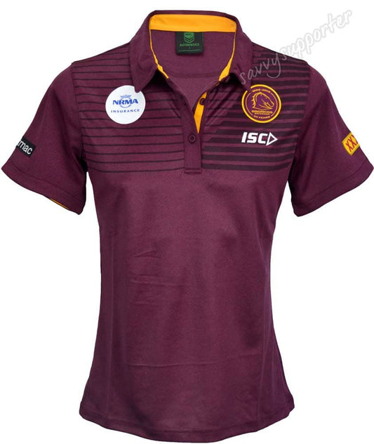 Brisbane Broncos NRL Ladies Maroon Performance Polo Shirt