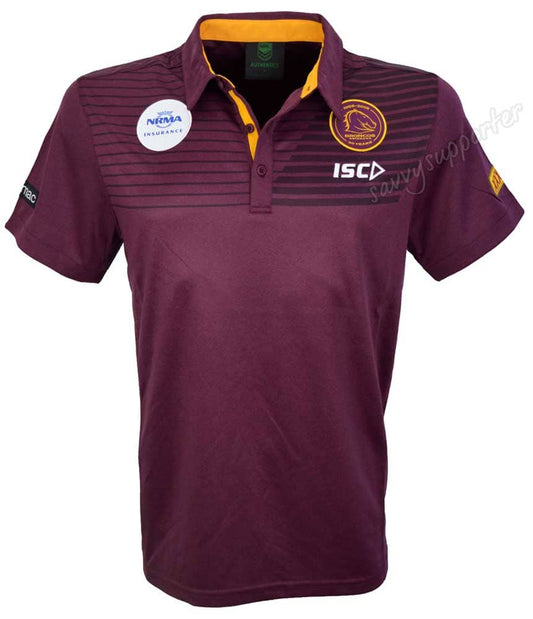 Brisbane Broncos Mens Maroon Performance Polo Shirt
