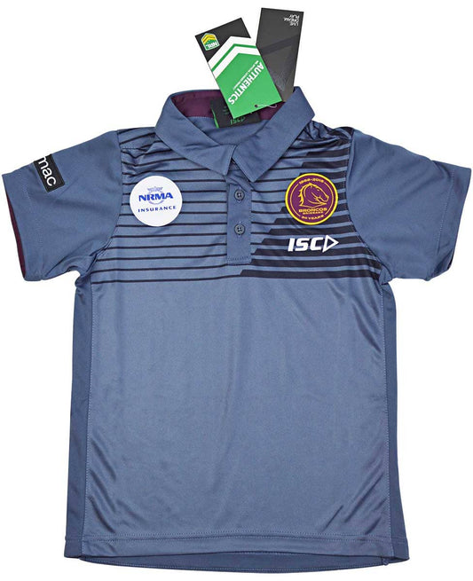 Brisbane Broncos NRL Kids Steel Polo Shirt