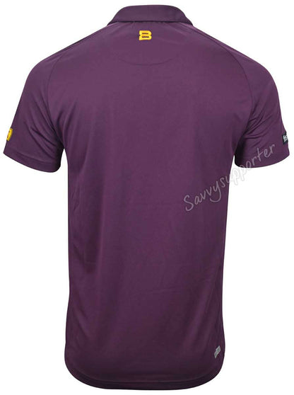 Brisbane Broncos NRL Mens Gold Maroon Performance Polo Shirt