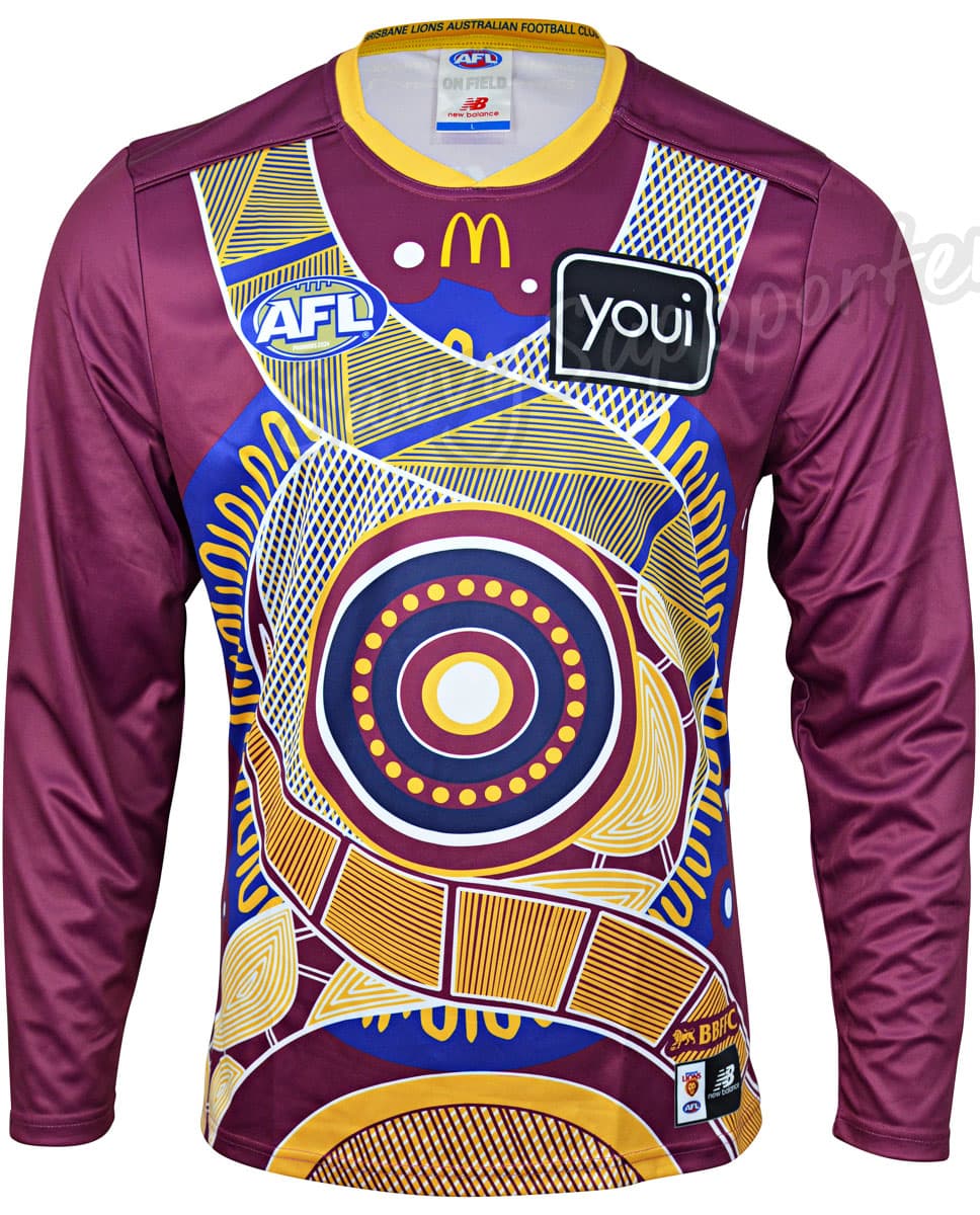 Brisbane Lions 2025 AFL Mens Indigenous Long Sleeve Home Guernsey
