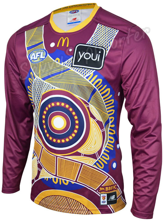 Brisbane Lions 2025 AFL Mens Indigenous Long Sleeve Home Guernsey