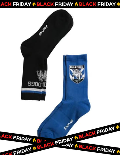 Canterbury Bulldogs NRL Adults Sports Crew 2 Pack Socks