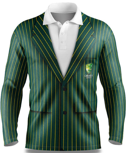 Cricket Australia Mens Long Sleeve Blazer Polo Shirt