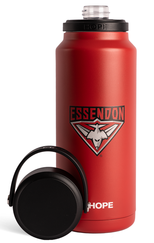 Essendon Bombers 2026 AFL Red Insulated Stainless 1 Litre Stainless Steel Drink Bottle