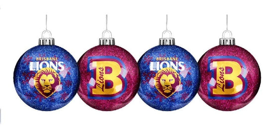 Brisbane Lions AFL Christmas Glitter Baubles