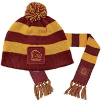 Brisbane Broncos NRL Baby Beanie and Scarf Combo