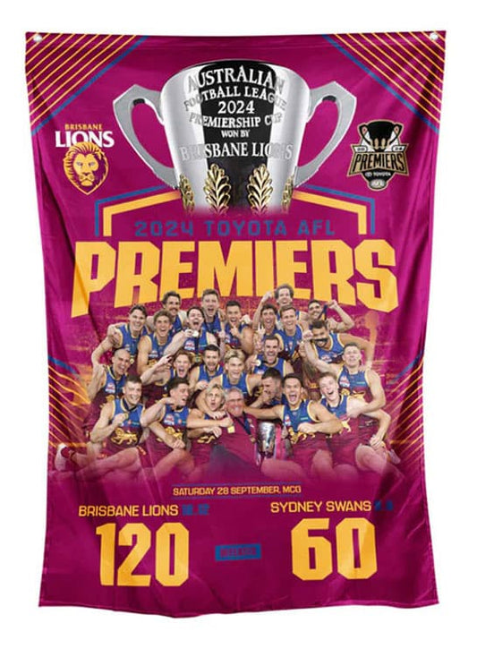 Brisbane Lions 2024 AFL Premiers Team Photo Wall Flag