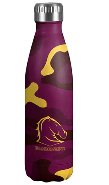 Brisbane Broncos NRL Stainless Steel Wrap Bottle