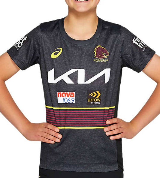 Brisbane Broncos NRL Kids Performance Black Training Shirt