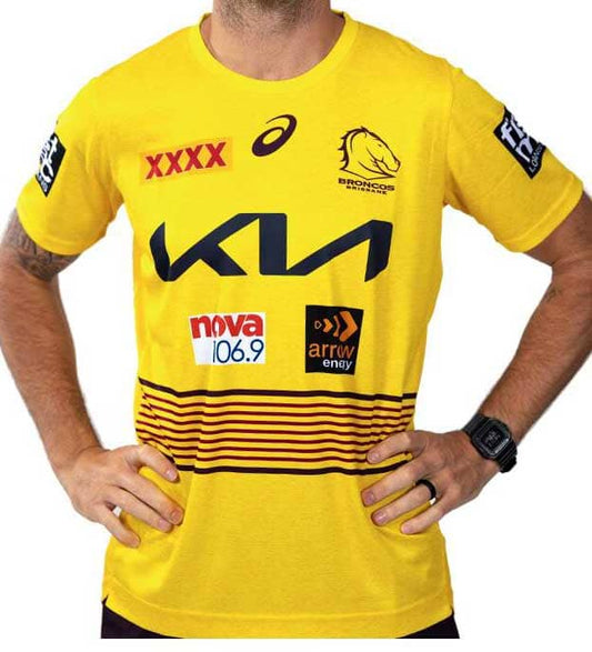 Brisbane Broncos NRL Mens Gold Training Shirt