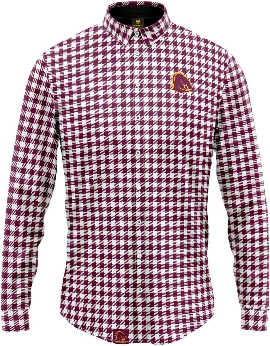 Brisbane Broncos NRL Mens Dawson Business Shirt