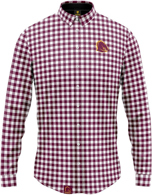 Brisbane Broncos NRL Mens Dawson Business Shirt