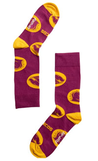 Brisbane Broncos NRL Adults Logo Dots Socks