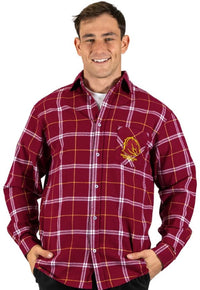 Brisbane Broncos NRL Mens Mustang Flannel Shirt