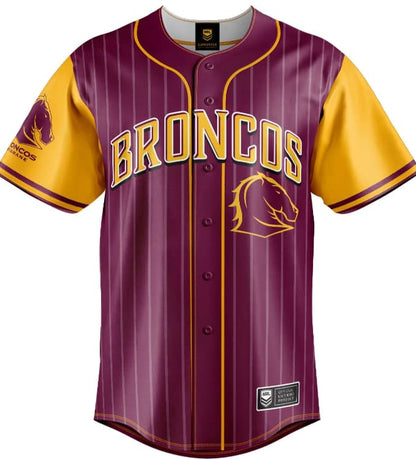 Brisbane Broncos NRL Mens Slugger Baseball Shirt