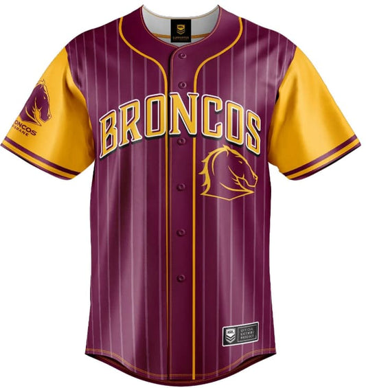 Brisbane Broncos NRL Mens Slugger Baseball Shirt