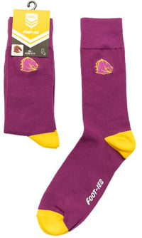 Brisbane Broncos NRL Adults Small Embroidery Socks