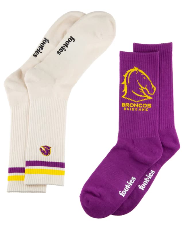 Brisbane Broncos NRL Icons Sneaker 2 Sock Pack