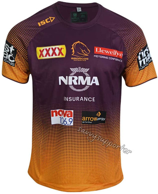 Brisbane Broncos NRL Maroon / Amber Training Shirt