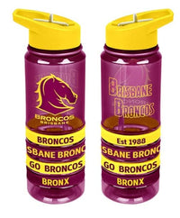 Brisbane Broncos NRL 650ml Tritan Drink Bottle with Bands
