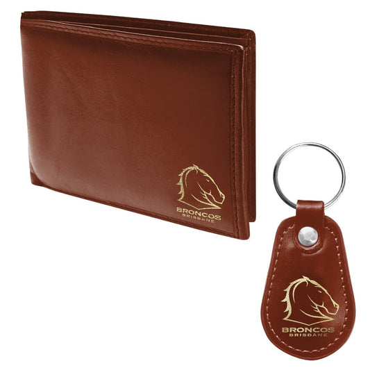 Brisbane Broncos NRL Wallet and Keyring Gift Set