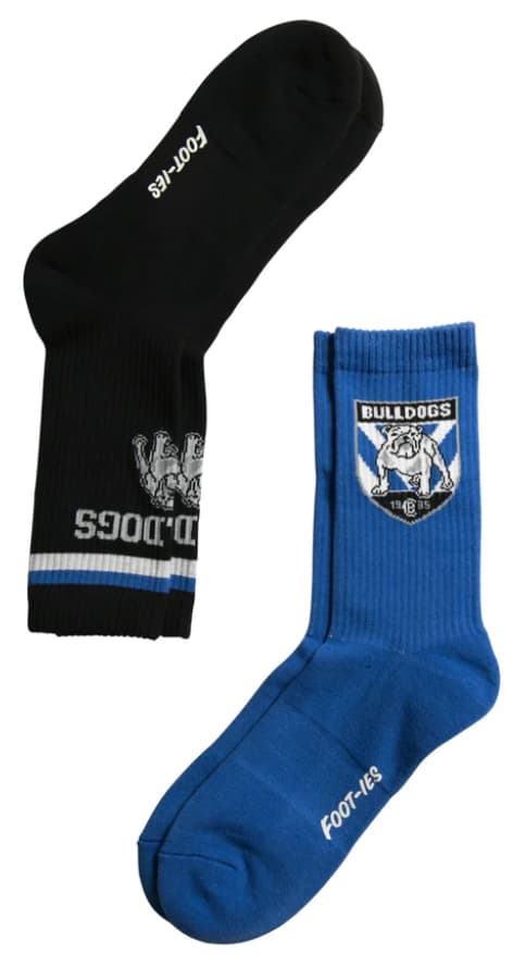 Canterbury Bulldogs NRL Adults Sports Crew 2 Pack Socks
