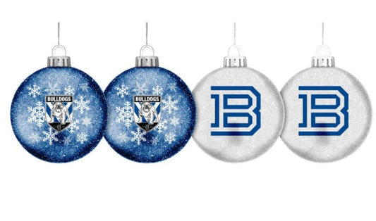 Canterbury Bulldogs NRL Christmas Glitter Baubles (set of 4)