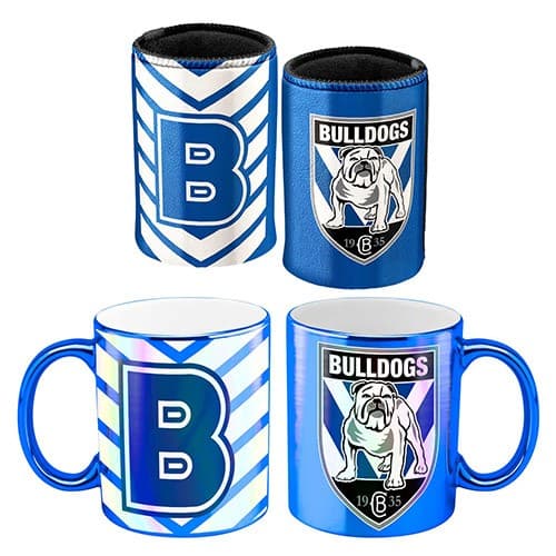 Canterbury Bulldogs NRL Metallic Can Cooler and Mug Pack