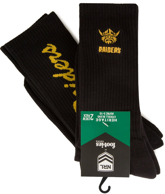 Canberra Raiders 2026 NRL Mens Black Sneaker Sock 2 Pack Size 8-13 Mens