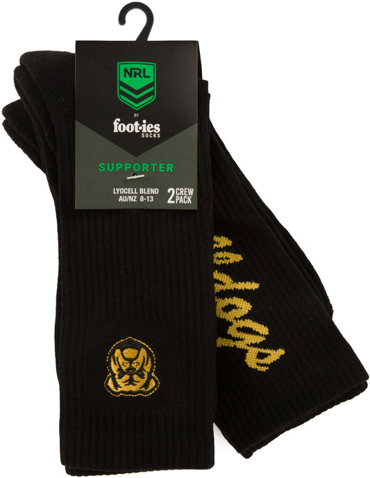 Canterbury Bulldogs 2026 NRL Mens Black Sneaker Sock 2 Pack