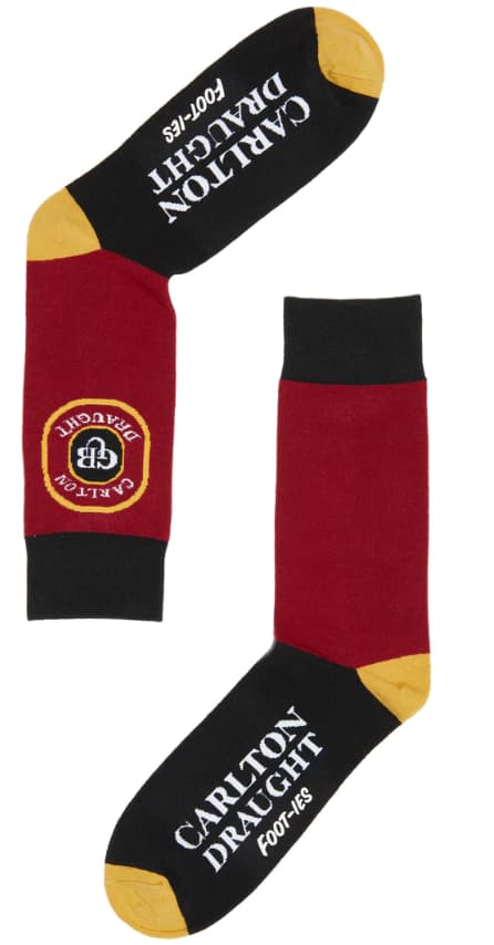 Carlton Draught Beer Panel Black Socks 50% OFF