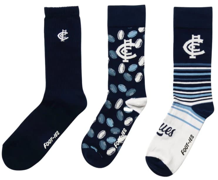 Carlton Blues AFL Adults 3 Pack Socks Gift Box