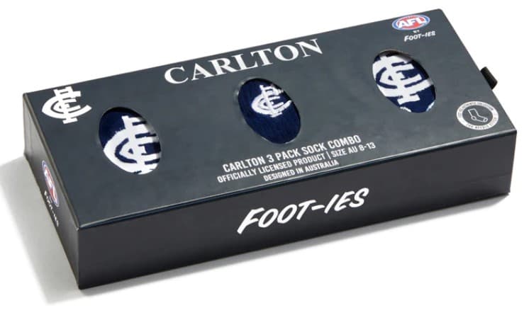 Carlton Blues AFL Adults 3 Pack Socks Gift Box