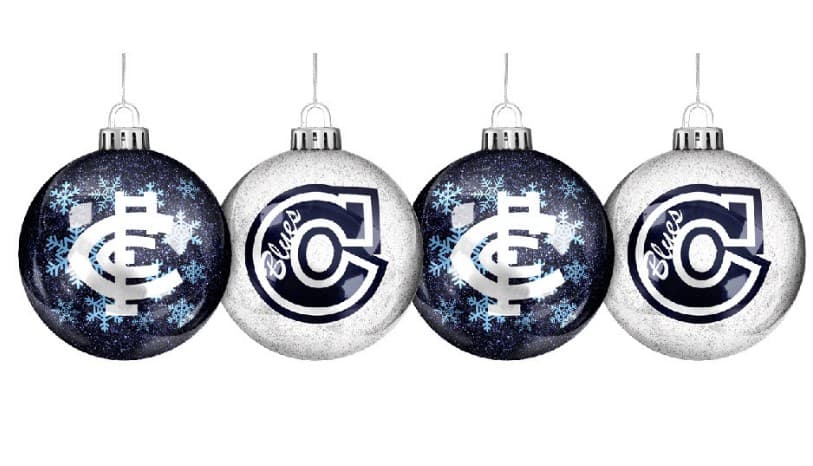 Carlton Blues AFL Christmas Glitter Baubles (x4)