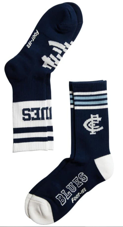 Carlton Blues AFL Adults Sport Crew Socks Blue 2 Pack