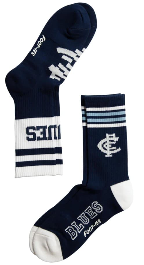 Carlton Blues AFL Adults Sport Crew Socks Blue 2 Pack