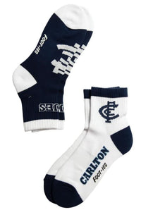 Carlton Blues AFL Adults Banner 2 Pack Quarter Socks