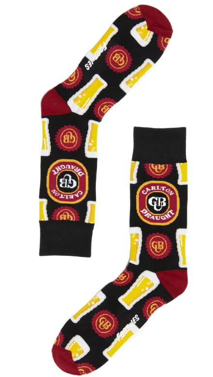 Carlton Draught Beer Top Glass Socks 50% OFF
