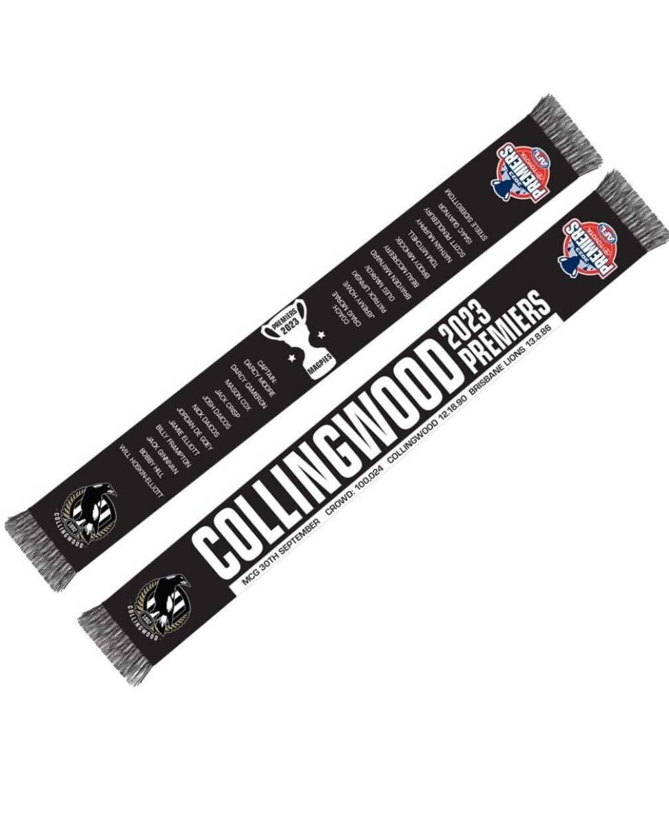 Collingwood Magpies 2023 AFL Premiers Scarf