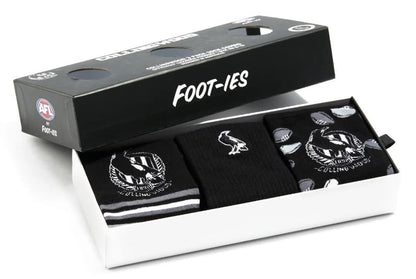 Collingwood Magpies AFL Adults 3 Pack Socks Gift Box