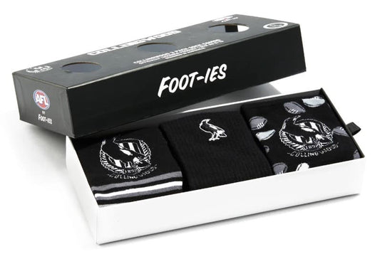 Collingwood Magpies AFL Adults 3 Pack Socks Gift Box