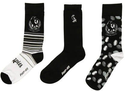 Collingwood Magpies AFL Adults 3 Pack Socks Gift Box