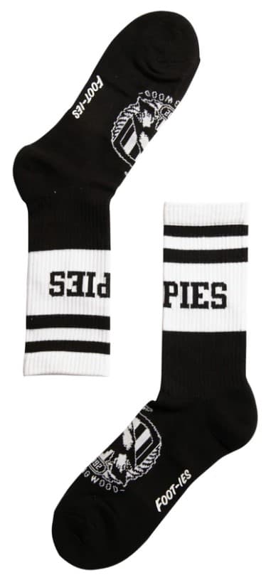 Collingwood Magpies AFL Adults Sport Crew Socks Black 2 Pack