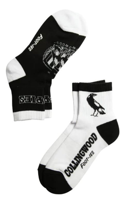 Collingwood Magpies AFL Adults Banner 2 Pack Quarter Socks