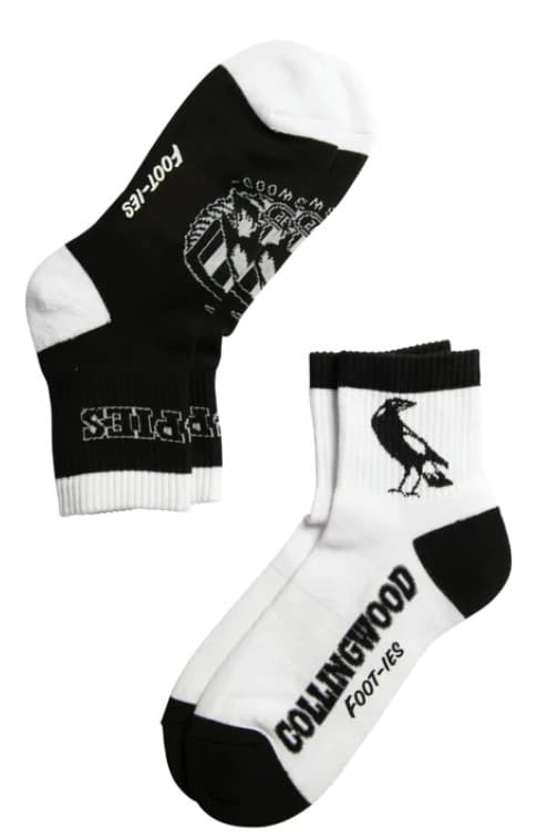 Collingwood Magpies AFL Adults Banner 2 Pack Quarter Socks
